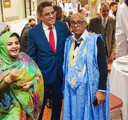 السفير عبد الله ولد كبد صحبة بيبه بنت محمد محمود رئيسة مبادرة النساء الموريتانيات المقيمات في بلجيكا